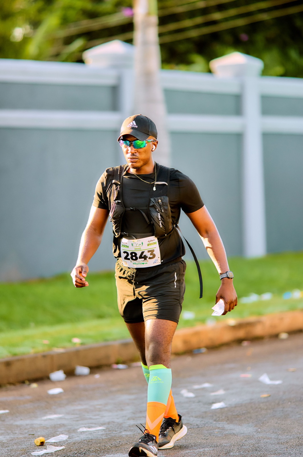 Athlete walking during a road race